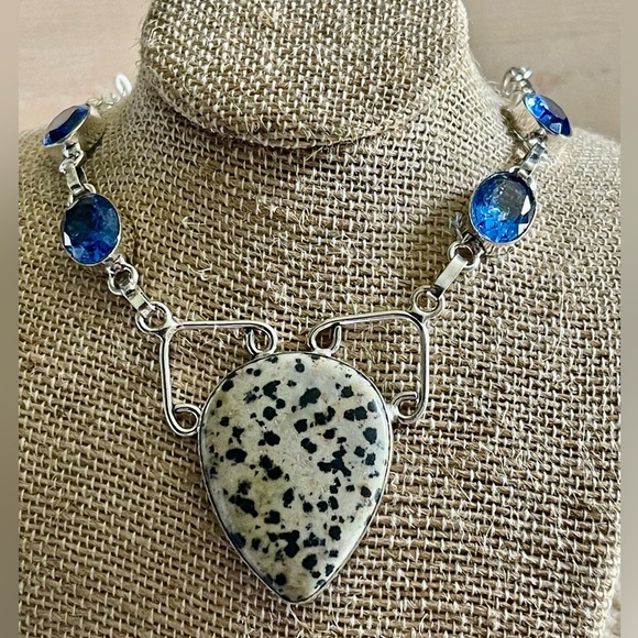 Spotty Dalmation Jasper Pendant Necklace - Picture 7 of 12